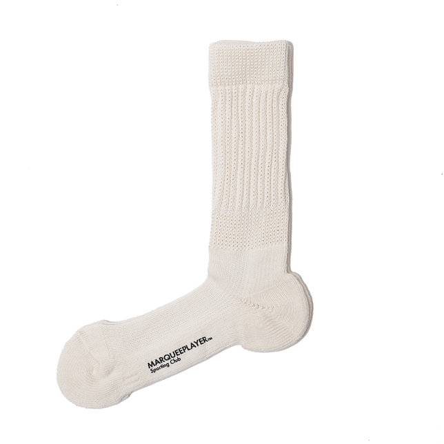 マーキープレイヤー リブソックス   MARQUEE PLAYER  Hybrid rib socks ivory white"made in Japan"