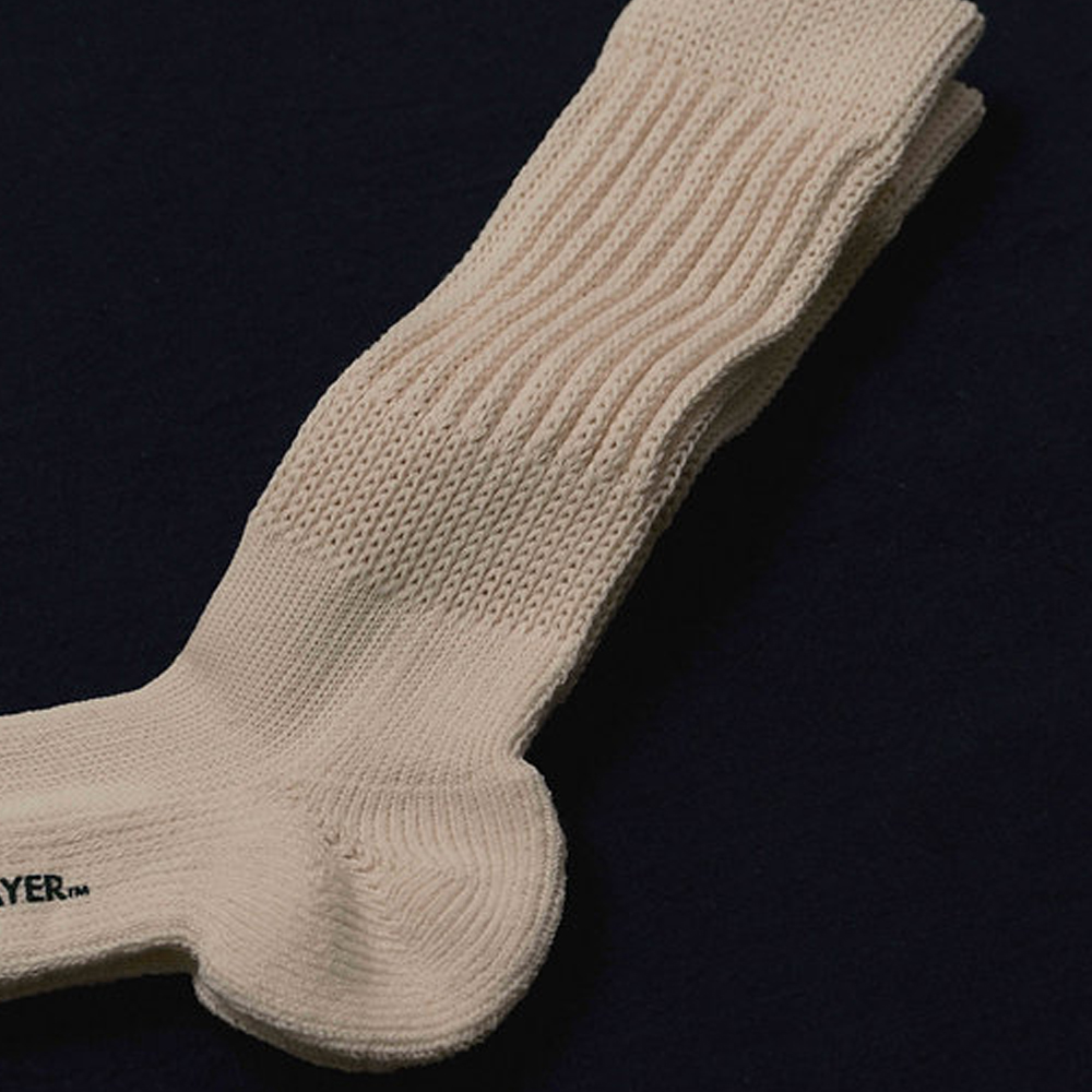 マーキープレイヤー リブソックス   MARQUEE PLAYER  Hybrid rib socks ivory white"made in Japan"