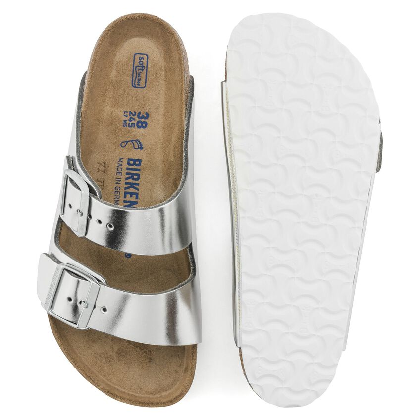 ビルケンシュトック  アリゾナ ソフトフットベッド BIRKENSTOCK Arizona SFB LENA Metallic Silver