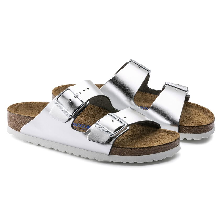 ビルケンシュトック  アリゾナ ソフトフットベッド BIRKENSTOCK Arizona SFB LENA Metallic Silver