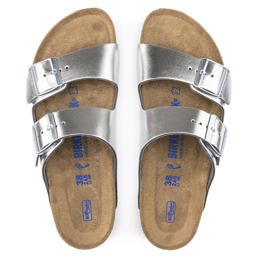 ビルケンシュトック  アリゾナ ソフトフットベッド BIRKENSTOCK Arizona SFB LENA Metallic Silver